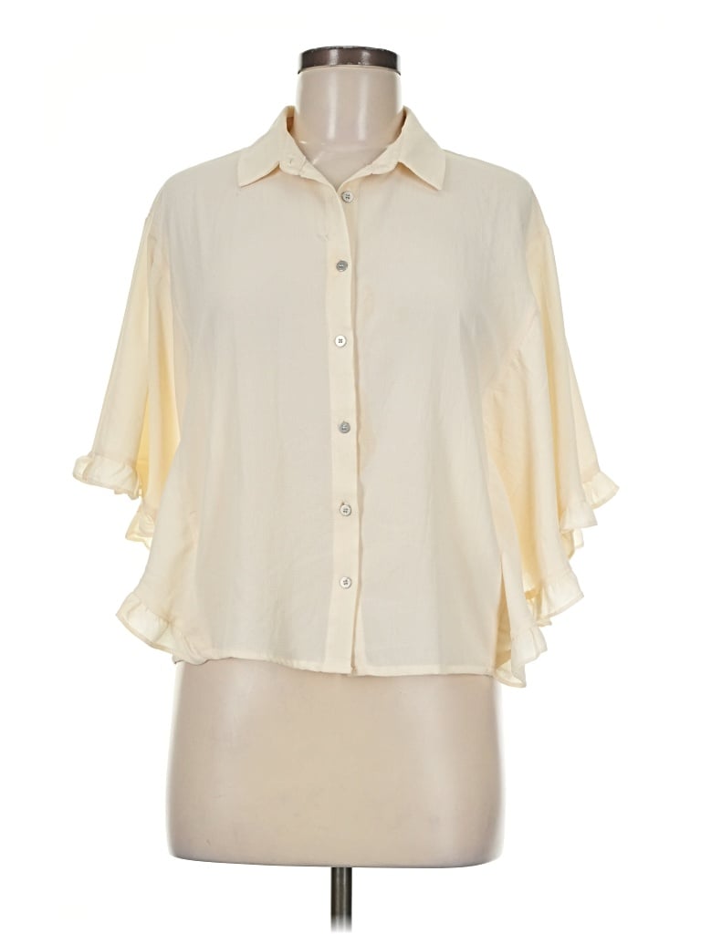 Pre-owned Forever 21 Contemporary Short Sleeve Blouse In Ivory