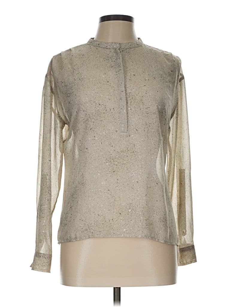 Pre-owned A.n.a. A New Approach Long Sleeve Blouse In Silver