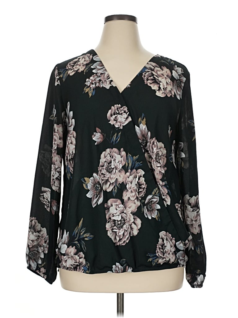 Pre-owned Apt. 9 Long Sleeve Blouse In Black