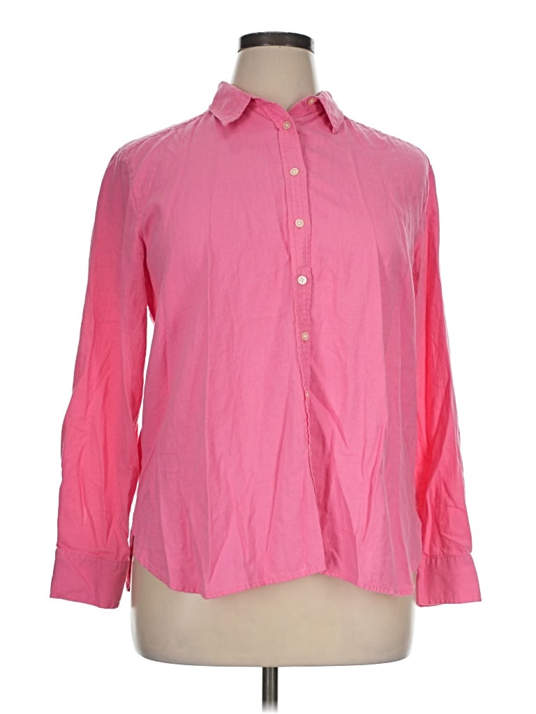 Pre-owned Ann Taylor Loft Long Sleeve Button Down Shirt In Pink