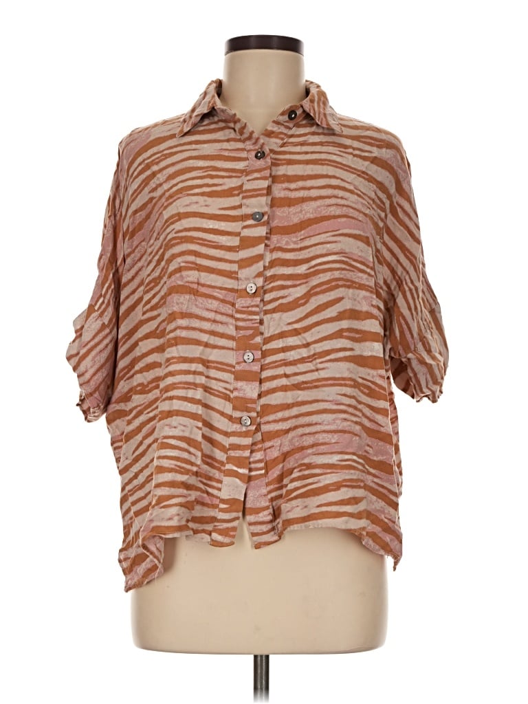 Pre-owned Entro Short Sleeve Blouse In Brown