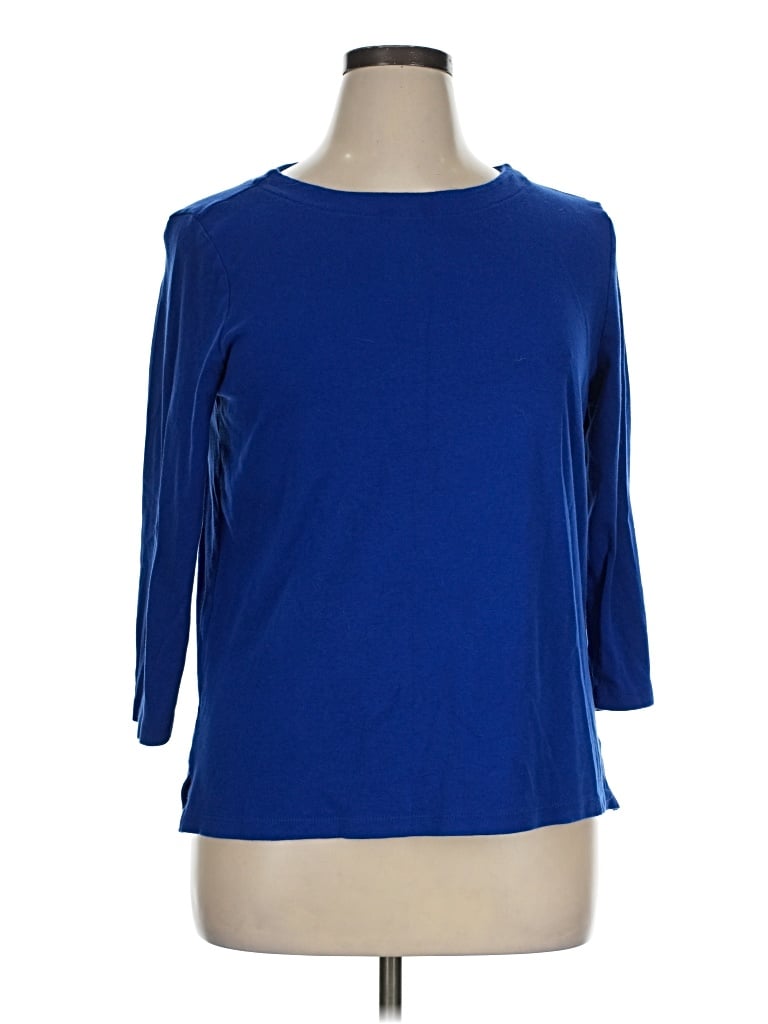 Pre-owned Coldwater Creek 3/4 Sleeve T-shirt In Blue