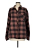 Pink Lily Plaid Brown Long Sleeve Button-Down Shirt Size M - photo 1
