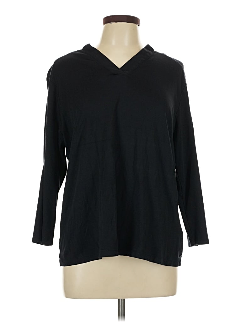 Pre-owned Lands' End Long Sleeve Top Black Cowl Neck Tops