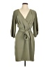 DKNY 100% Polyester Solid Green Casual Dress Size 10 - photo 1