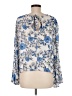 Lush 100% Rayon Floral Blue 3/4 Sleeve Blouse Size M - photo 2