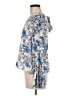Lush 100% Rayon Floral Blue 3/4 Sleeve Blouse Size M - photo 5