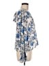 Lush 100% Rayon Floral Blue 3/4 Sleeve Blouse Size M - photo 4