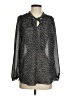 Max Studio 100% Polyester Tweed Black Long Sleeve Blouse Size S - photo 1