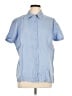 L.L.Bean 100% Linen Blue Short Sleeve Blouse Size L - photo 1
