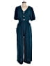 Assorted Brands 100% Polyester Solid Teal Blue Jumpsuit Size L - photo 1