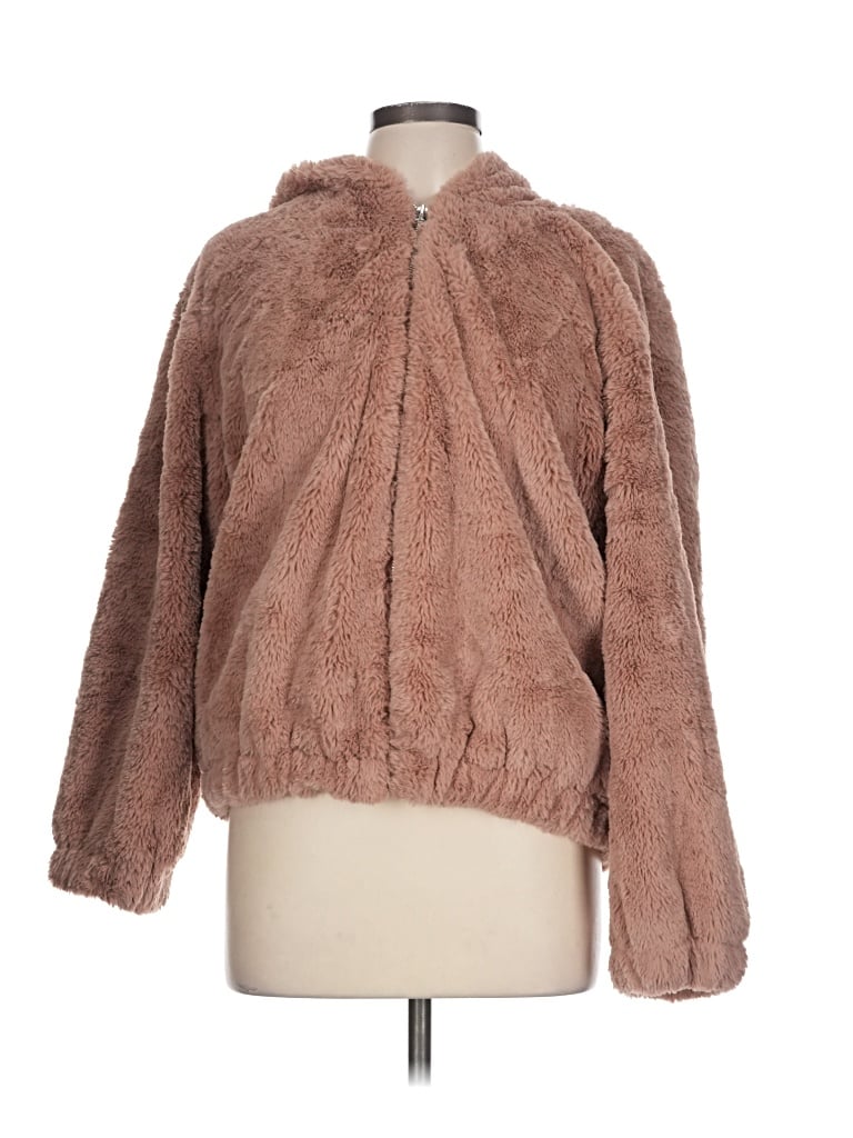 Pre-owned French Connection Faux Fur Jacket In Brown
