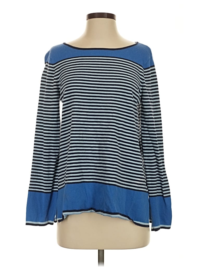 Pre-owned Sail To Sable Long Sleeve Top Blue Boatneck Tops