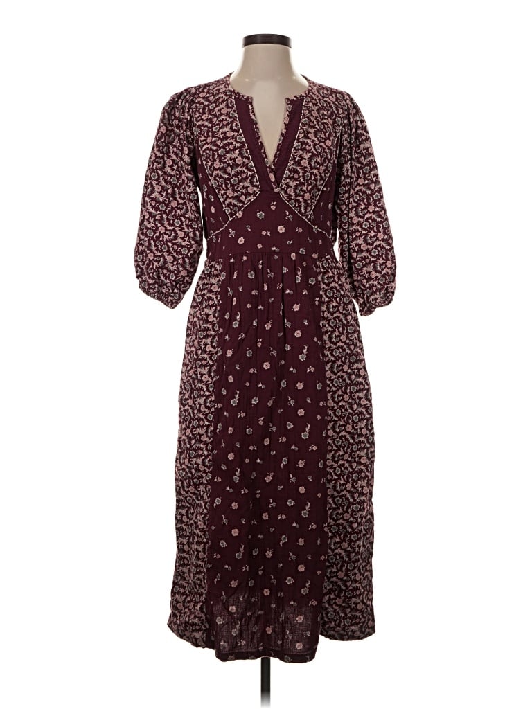 Pre-owned Fatface Casual Dress In Burgundy