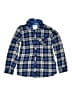 Justice 100% Cotton Plaid Blue Long Sleeve Button-Down Shirt Size 14 - photo 1