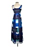 Ann Taylor 100% Polyester Graphic Blue Casual Dress Size 0 Petite - photo 2