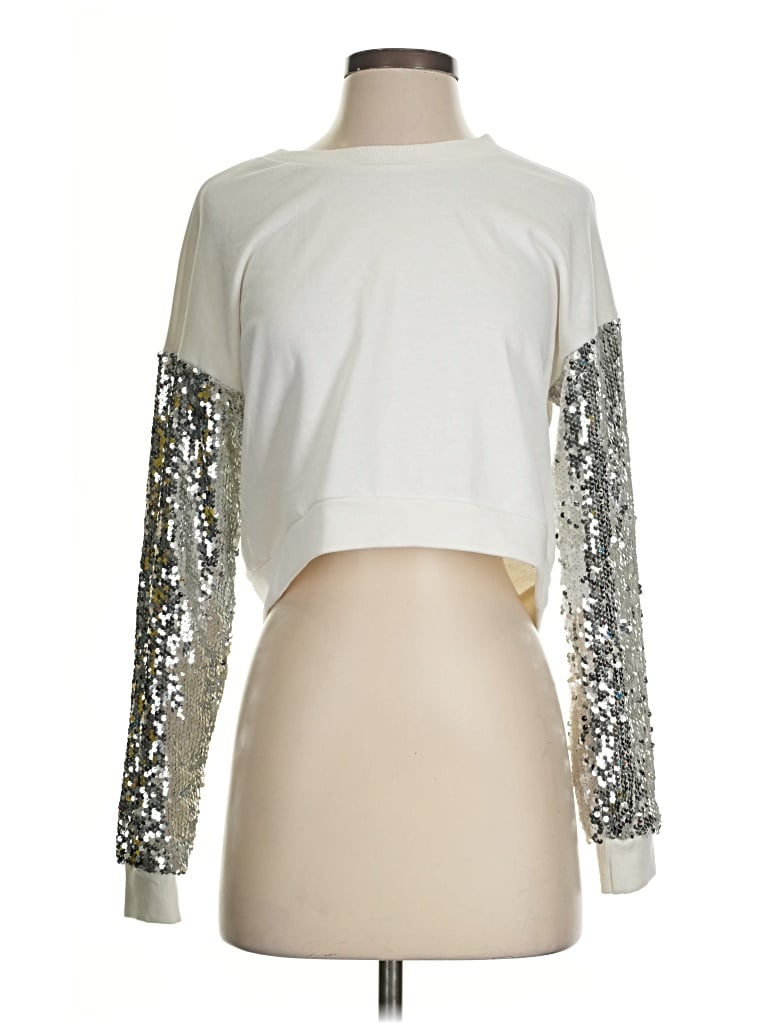 Pre-owned Wild Honey Long Sleeve Top Silver Mock Neckline Tops