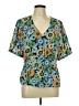 CAbi 100% Polyester Blue Short Sleeve Blouse Size L - photo 1