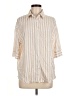 Shein 100% Viscose Stripes Tan 3/4 Sleeve Button-Down Shirt Size 6 - photo 1