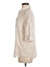 Shein 100% Viscose Stripes Tan 3/4 Sleeve Button-Down Shirt Size 6 - photo 5