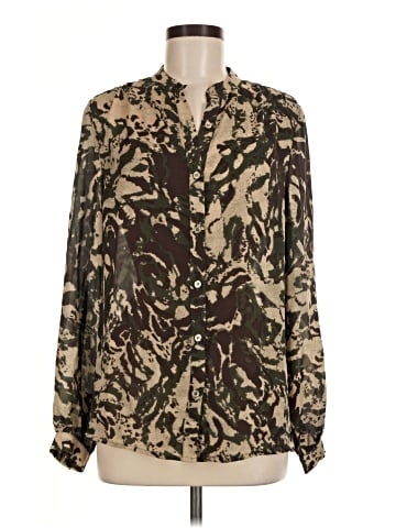 Scoop Long Sleeve Silk Top (view 1)