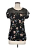 Discreet Floral Black Short Sleeve T-Shirt Size M - photo 1