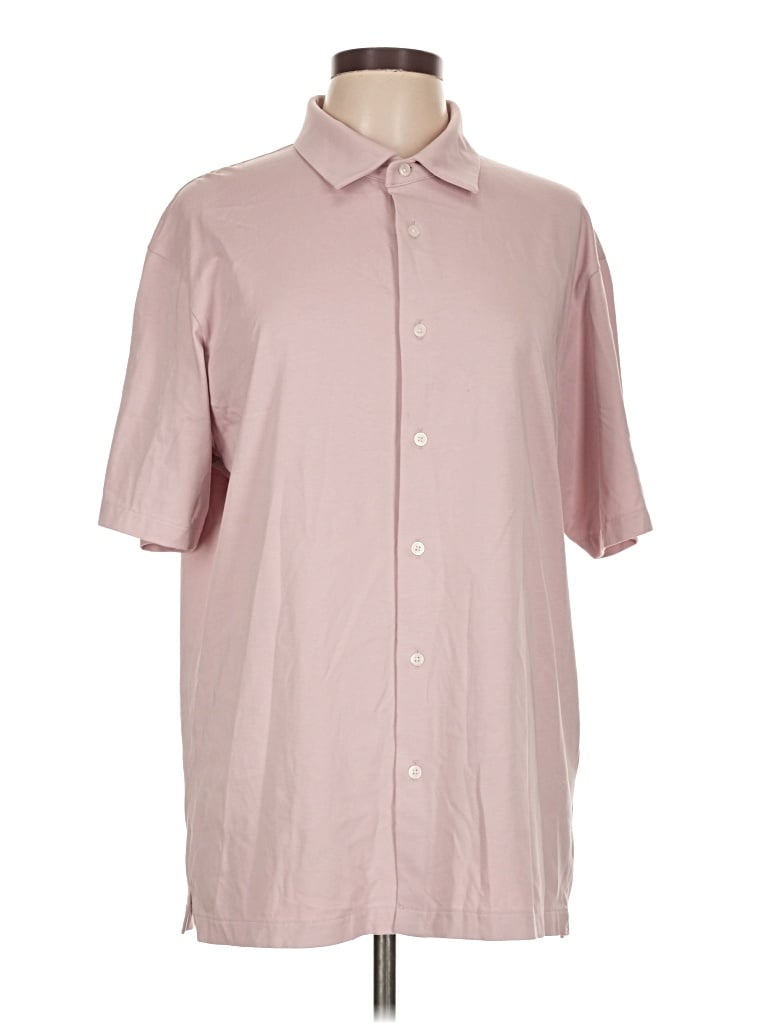 Pre-owned Uniqlo Short Sleeve Button Down Shirt In Pink
