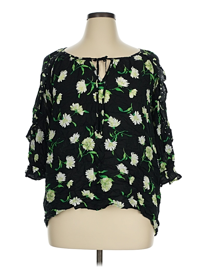 Pre-owned Cato 3/4 Sleeve Blouse In Green