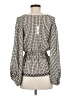 Max Studio 100% Polyester Silver Tan Long Sleeve Blouse Size M - photo 2