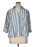 Riders by Lee Stripes Blue 3/4 Sleeve Button-Down Shirt Size 1X - photo 1