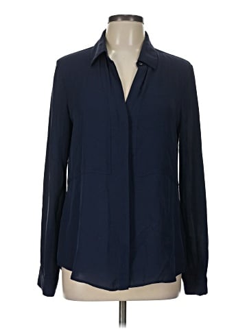 Theory Long Sleeve Silk Top (view 1)