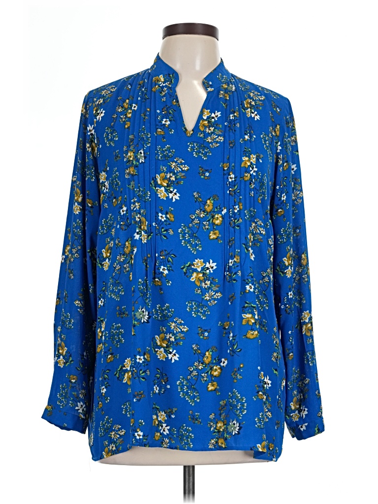 Pre-owned Joan Rivers Long Sleeve Blouse In Blue
