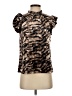 THML Animal Print Brown Short Sleeve Blouse Size XS - photo 1