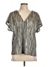 Caramela Metallic Silver Short Sleeve Blouse Size M - photo 1