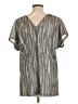 Caramela Metallic Silver Short Sleeve Blouse Size M - photo 2