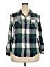 Merona 100% Rayon Plaid Green Long Sleeve Button-Down Shirt Size XXL - photo 1