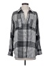 Pilcro Plaid Checkered-gingham Gray Long Sleeve Blouse Size S - photo 1