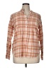 Lands' End 100% Cotton Plaid Orange Long Sleeve Button-Down Shirt Size 14 - photo 1