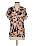 CAbi 100% Polyester Floral Brown Short Sleeve Blouse Size XS - photo 1