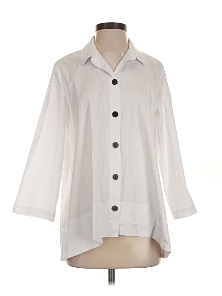Pre-owned Habitat 3/4 Sleeve Button Down Shirt In Ivory
