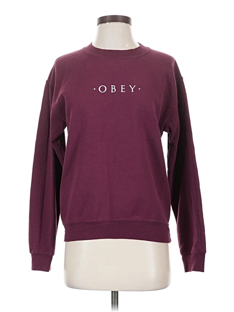 Pre-owned Obey Sweatshirt In Burgundy