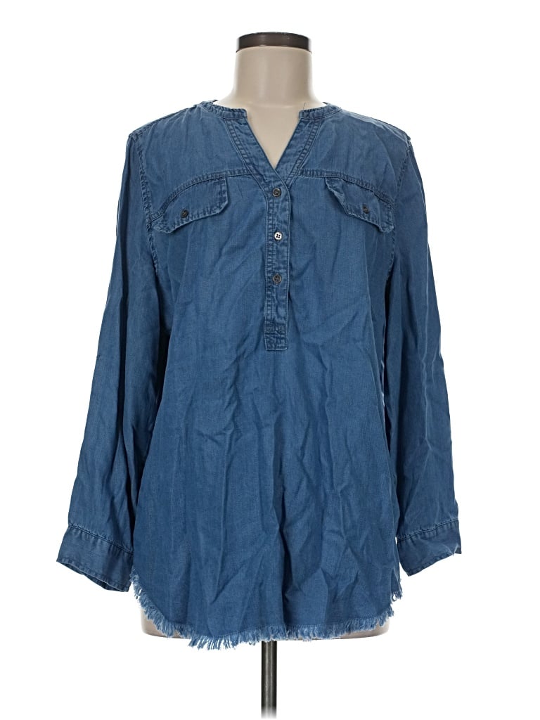 Pre-owned Hester & Orchard 3/4 Sleeve Blouse In Blue