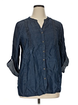 Collections etc. 3/4 Sleeve Button-Down Shirt (view 1)