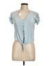 Sim & Sam 100% Rayon Blue Short Sleeve Top Size L - photo 1