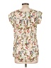 DR2 100% Polyester Floral Ivory Short Sleeve Blouse Size M - photo 2