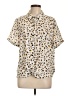 W5 100% Polyester Animal Print Ivory Short Sleeve Blouse Size L - photo 1