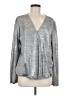 Vince Camuto Metallic Silver Long Sleeve Blouse Size L - photo 1