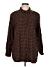 Joan Rivers Houndstooth Brown Long Sleeve Button-Down Shirt Size L - photo 1