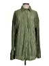 Unbranded 100% Polyester Stripes Green Long Sleeve Blouse Size S - photo 1