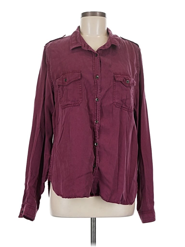 Pre-owned Universal Thread Long Sleeve Button Down Shirt In Burgundy